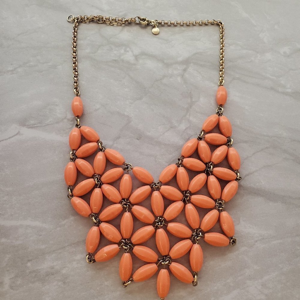 🧡 J.Crew Orange Geometric Beaded Statement Necklace 🧡